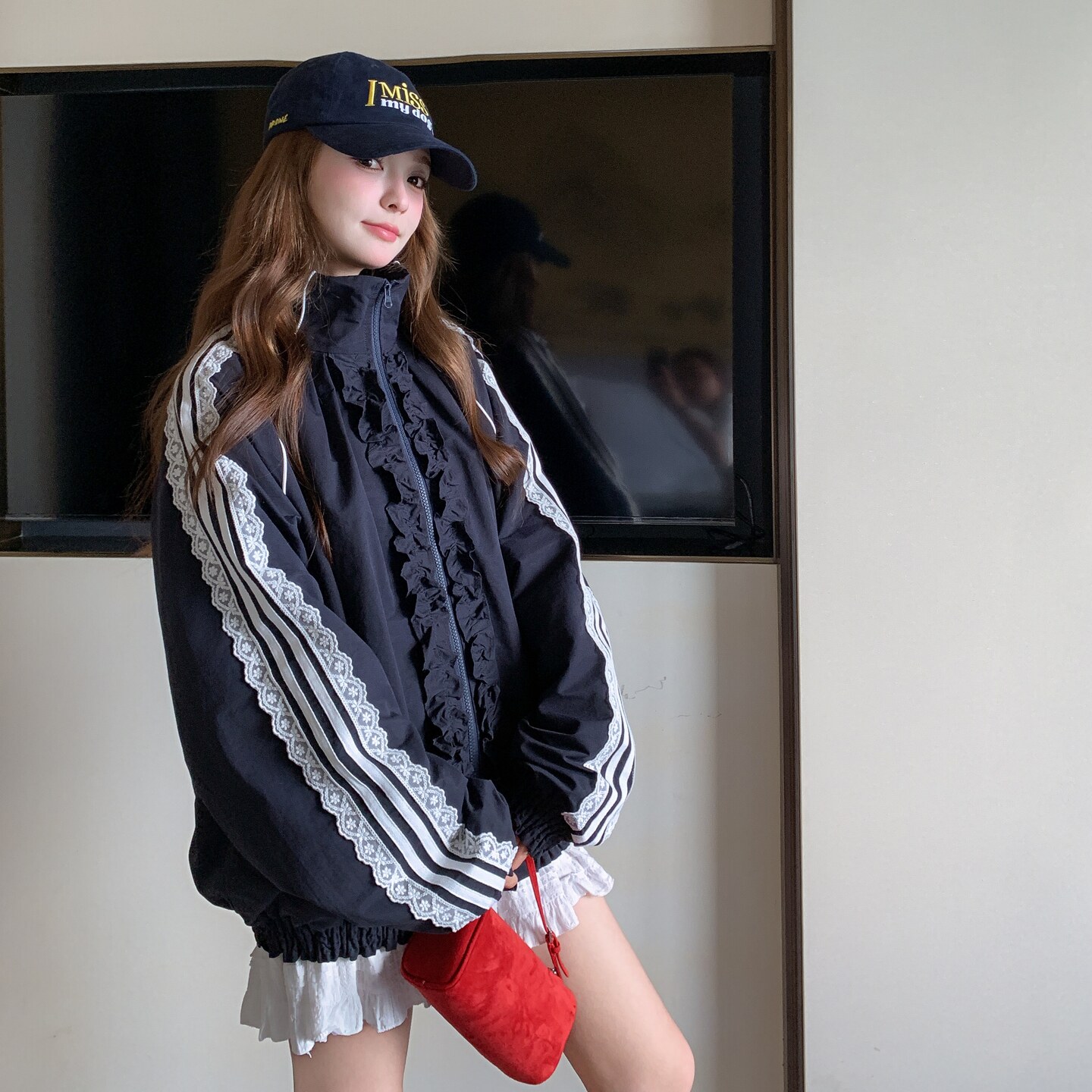 木耳边拼接撞色宽松外套2C259-9970-P165-K248,女装短外套,2C259