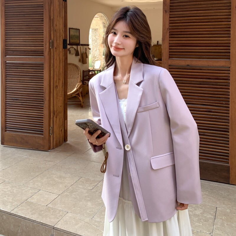 高级感粉紫色西装外套女春季2025年新款高级感气质女神范小众西服,女装西装,2C320