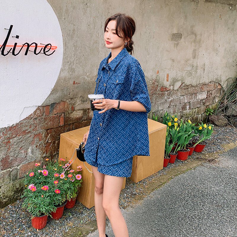 新品大货出夏季薄款牛仔衬衫两件套2C032820P130K188,女装套装/套裙,2C032