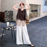 网纱拼接衬衫阔腿裤套装女夏2025新款轻熟小众巨好看两件套爆款，女装连衣裙，2D008