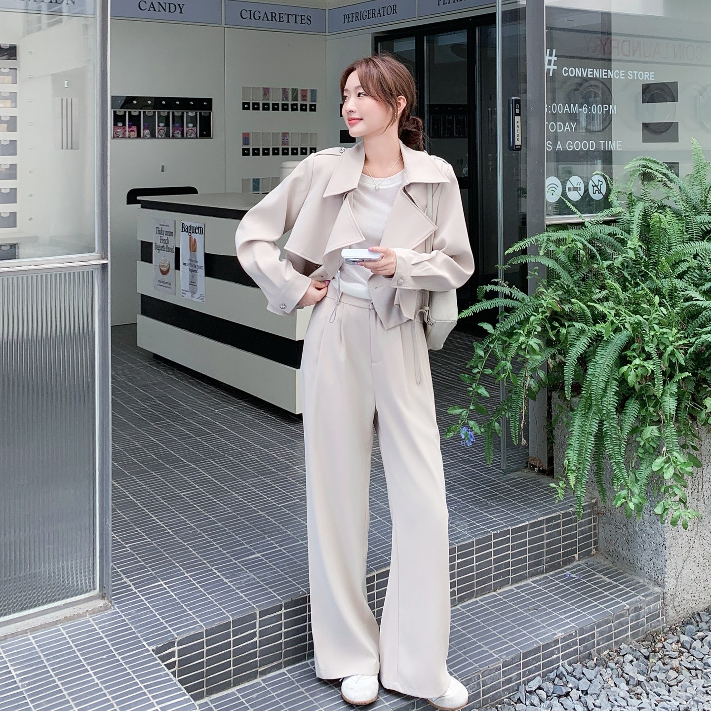 大货在店2C206-L576-P195-K288短外套+阔腿裤两件套,女装套装/套裙,2C206