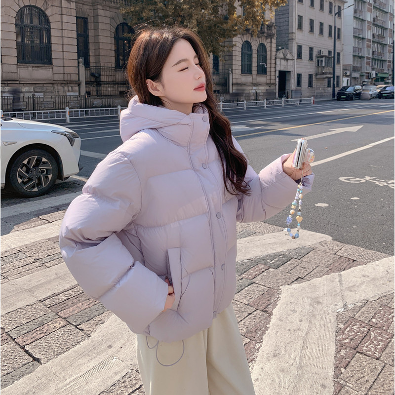 现货紫色羽绒服女短款加厚2025新款冬季宽松外套2586-P285-K368,女装羽绒服,2B140