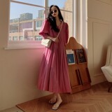 2025春装新款时尚优雅气质泡泡袖连衣裙显瘦002，女装连衣裙，2C292