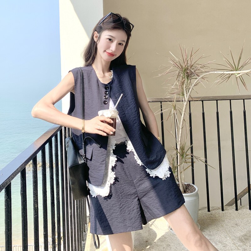 连衣裙套装女装休闲风韩系风小香风时尚套装夏季蓝色气质牛仔针织,女装套装/套裙,2C093