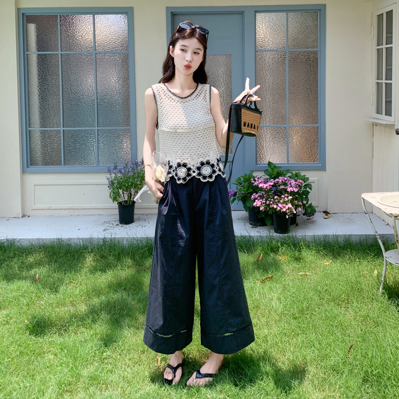 现货：夏装新款针织无袖背心＋阔腿裤两件套装2C135-8878P145K218,女装套装/套裙,2C135