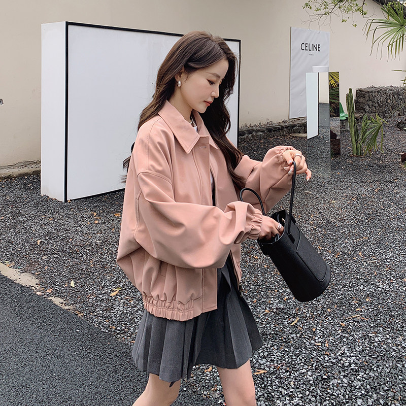 现货25新款韩系甜美气质夹克皮衣外套2B235-8808-P135-K188,女装皮衣,2B235