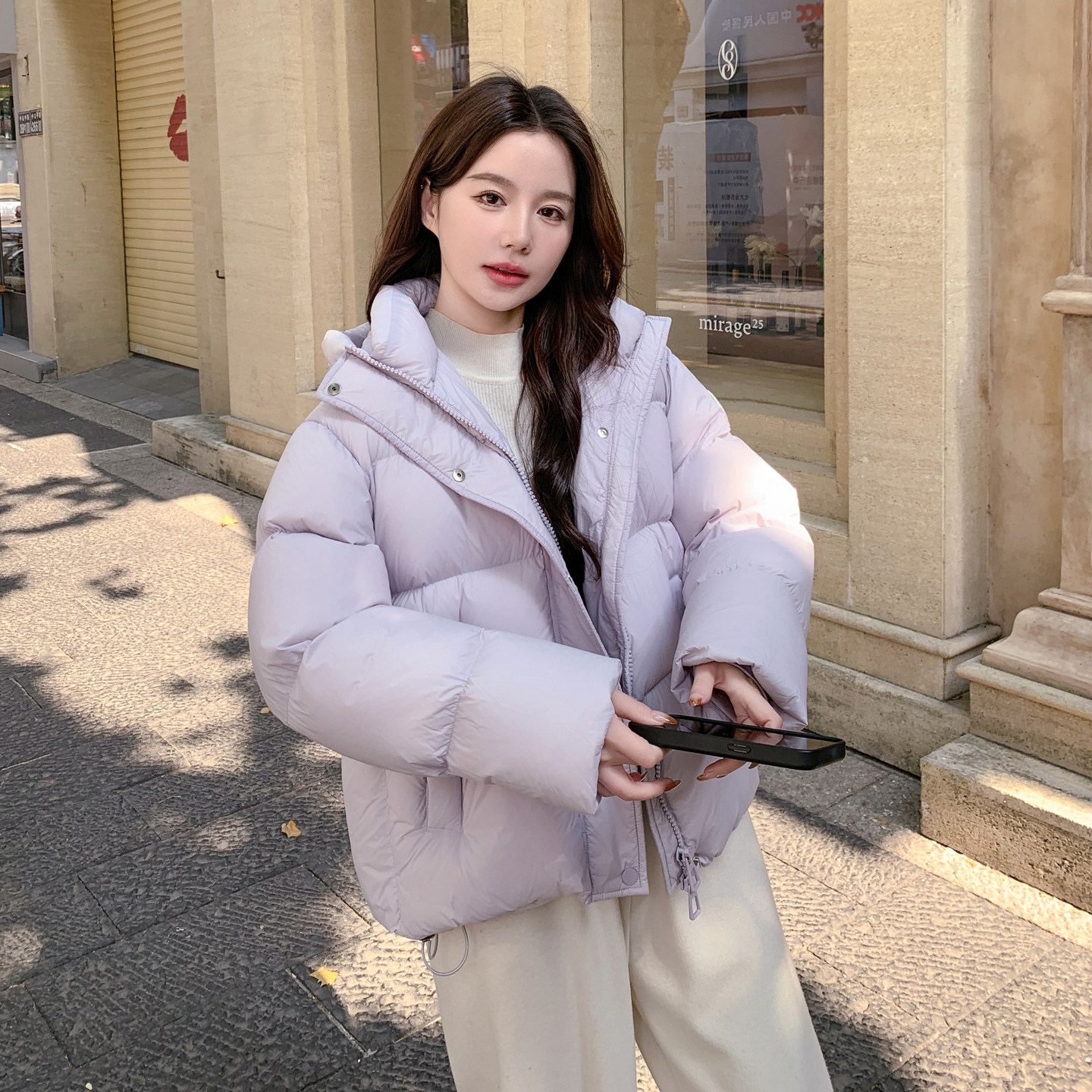 现货紫色羽绒服女短款加厚2025新款冬季宽松外套2586-P285-K368,女装羽绒服,2B140
