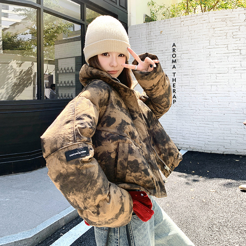 独特设计感印花立领短款羽绒服女冬超火好看高级小众加厚保暖外套,女装羽绒服,2C117