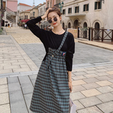 现货拼接格子连衣裙长袖S2136P115K168，女装连衣裙，2C073