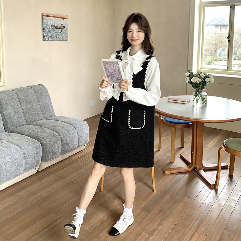 现货:春装新款黑色背带裙＋白衬衫两件套装裙2C135-6870P145K228,女装套装/套裙,2C135