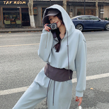 撞蓝韩系休闲卫衣套装2025新款女春季学院风小个子阔腿裤一整套，女装套装/套裙，2C159