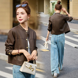 【新品】复古小皮衣外套女短款减龄皮夹克1C115-2517-P115-K198，女装皮衣，吾爱衣