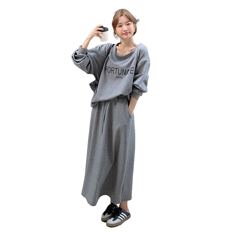 现货大圆领可漏肩字母卫衣半身裙两件套2C206-L23-P165-K228,女装卫衣/绒衫,2C206