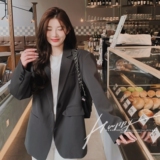高级感灰色西装外套女春秋2025新款美拉德显瘦气质洋气休闲西服，女装西装，2C137