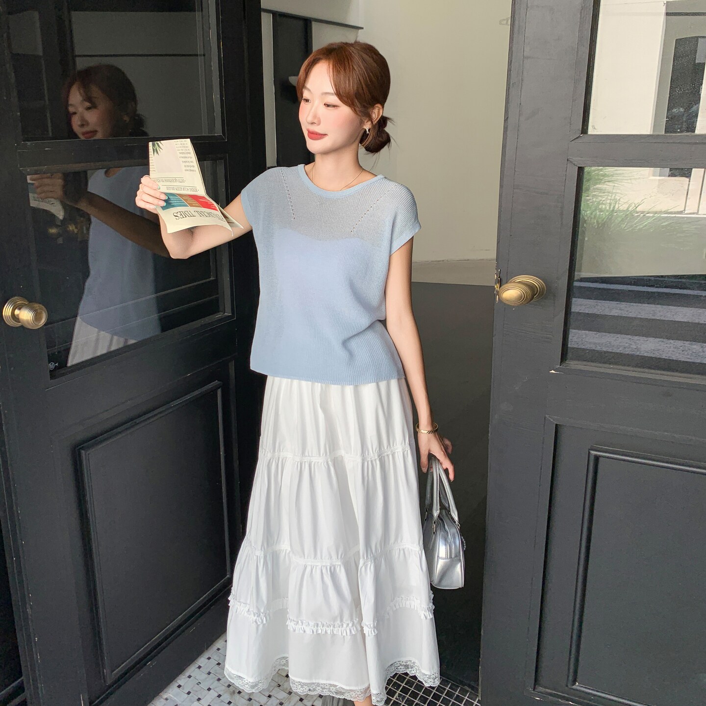 现货:夏装新款时尚百搭针织上衣半身裙两件套2C13-8852P135K208,女装套装/套裙,2C135