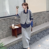 休闲条纹拼接卫衣半身裙套装女春秋巨好看大方得体两件套俏皮活泼，女装套装/套裙，2C375