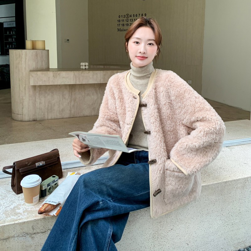 现货有买家秀温柔韩系风软糯羊羔毛外套B235-9191-P185-K278,女装皮草,2B235
