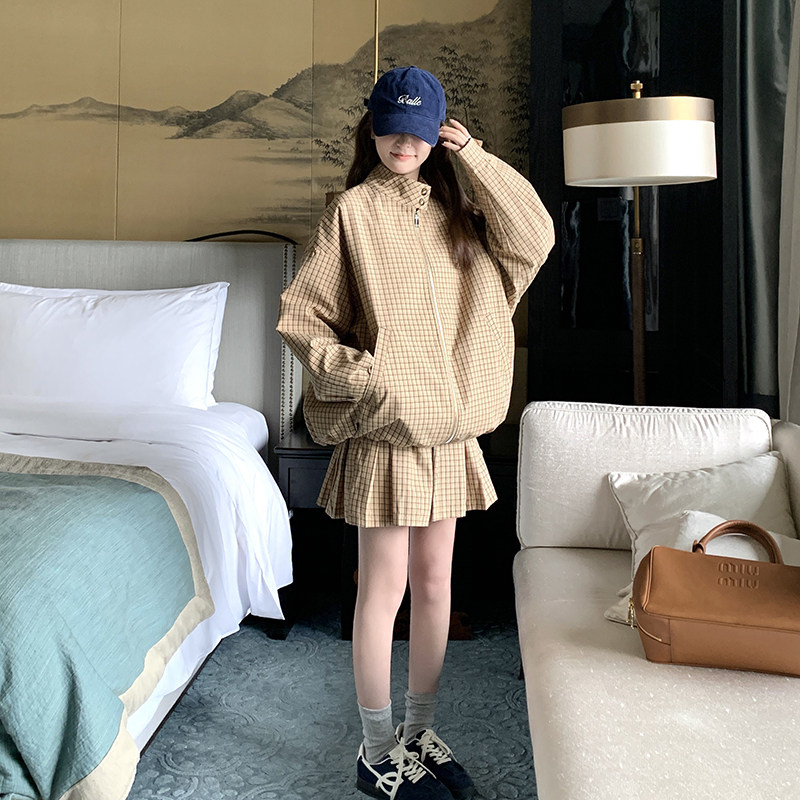 :春装新款韩版潮流夹克上衣百褶裙两件套2C135-N6822P175K238,女装套装/套裙,2C135