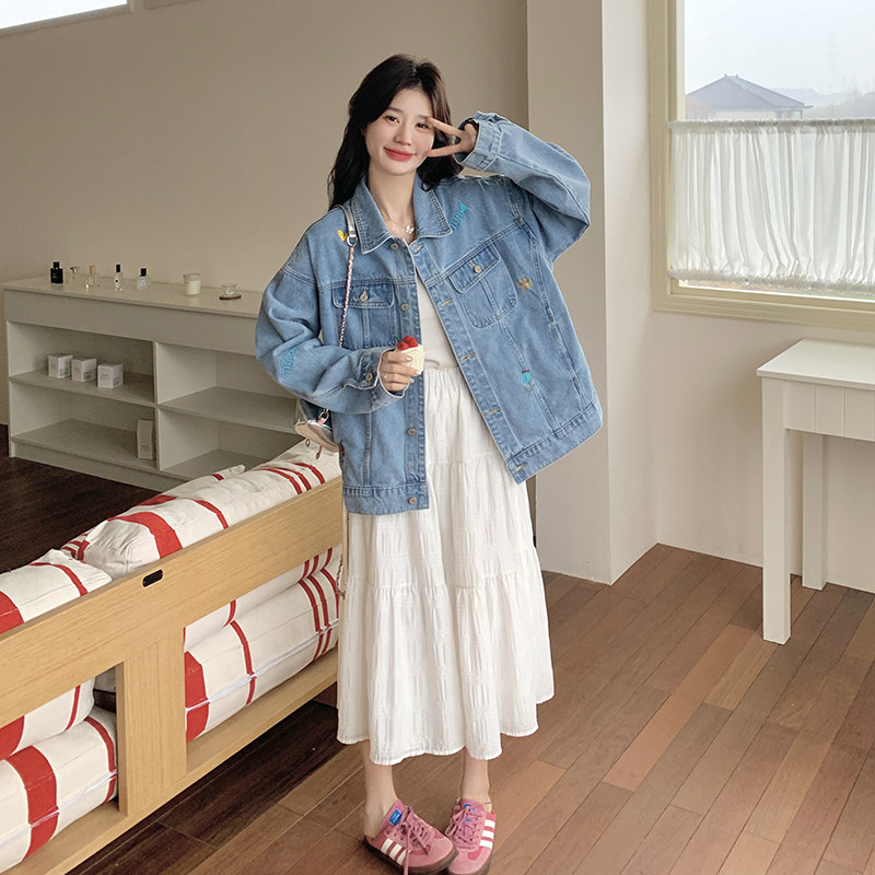 现货主推款刺绣牛仔休闲百搭上衣外套6603-P155-K228,女装短外套,2C259