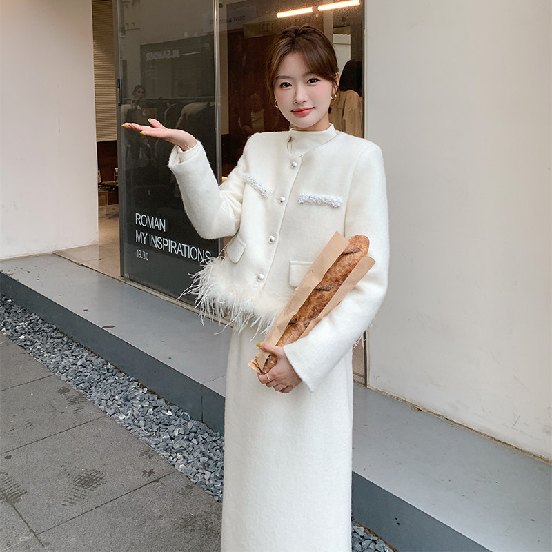 高级感小香风羽绒套装裙女2025冬季新款千金风淡人半身裙两件套潮,女装套装/套裙,2C126