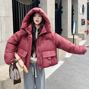 设计师时尚超轻加厚甜美玫粉小个子短款羽绒服外套P285图片