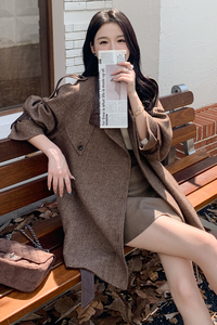 美拉德高级感毛呢风衣外套女2024秋冬新款超好看休闲时尚呢子大衣图片
