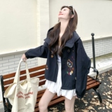 学院风刺绣连帽短外套女2025秋季新款韩系俏皮减龄小个子百搭夹克，女装短外套，2C227