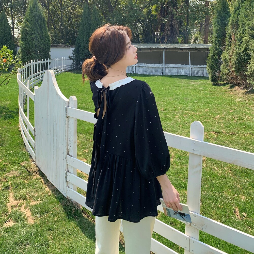 精品短款黑色时尚波点上衣连衣裙2D036-8006-P105-K155,女装连衣裙,2D036
