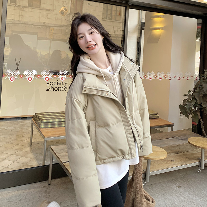 冬季韩系撞色连帽假两件小个子面包服羽绒服皮外套女6117P255K378,女装羽绒服,2C166