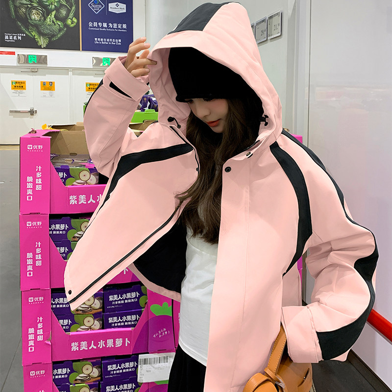 2025新款撞色户外冲锋衣90白鸭绒羽绒服,女装羽绒服,1D066-1