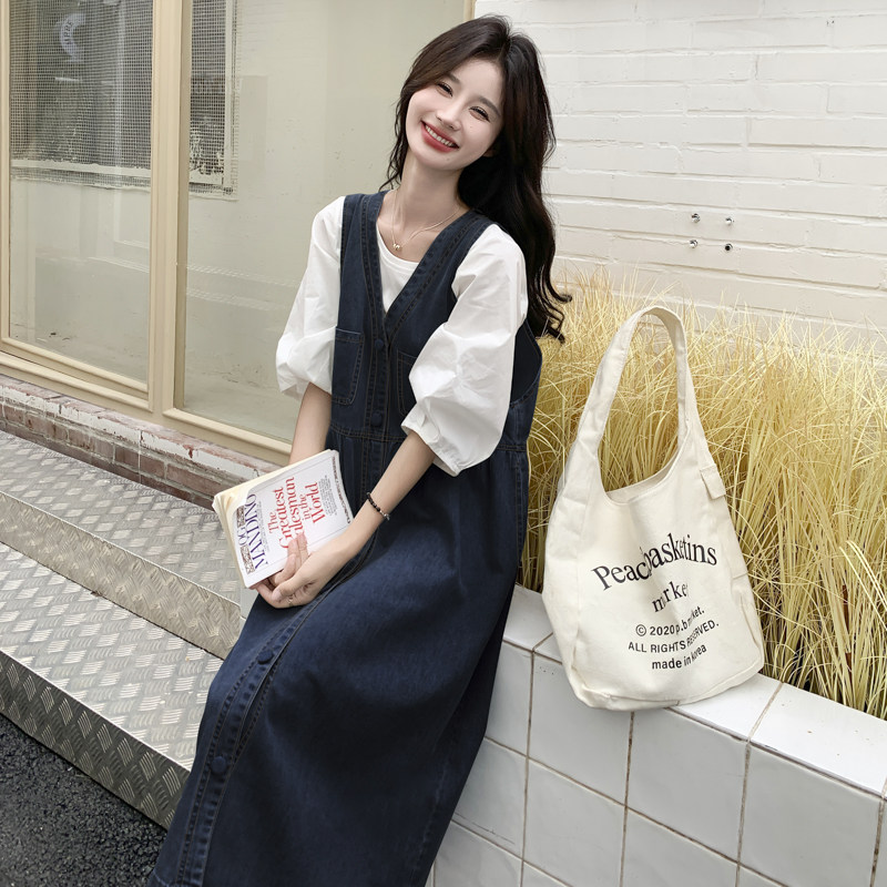 【新款已出货】牛仔背带裙白T两件套装2C131-601-P135k188,女装套装/套裙,2C131