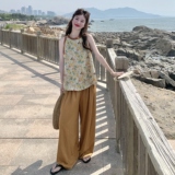 巨好看印花背心阔腿裤套装女夏季减龄休闲气质一整套ootd穿搭，女装套装/套裙，2C166