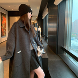 【新款】已出货有买家秀双面羊驼绒混色长毛大衣P260K388，女装毛呢外套，2C333