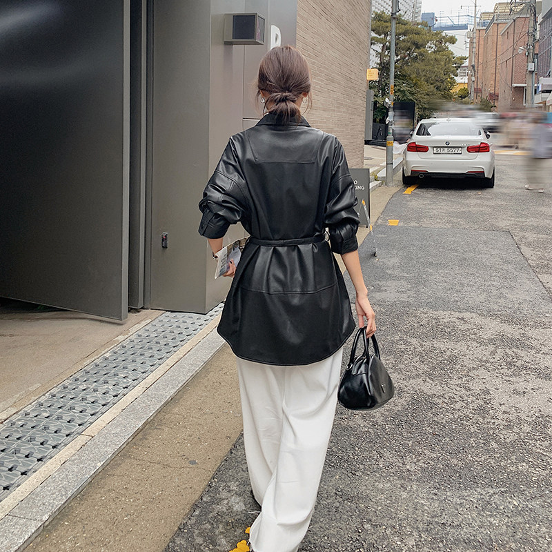 现货2C0287708P145K198高品质配腰带机车服绵羊皮夹克外套,女装皮衣,2C028