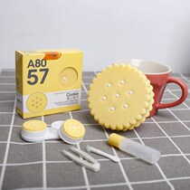 Contact lens case children's cute light leak-proof ins sesame biscuit simple portable myopia beauty pupil companion case