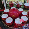 Daxi wedding tea set ceramic red tea bowl wedding gift