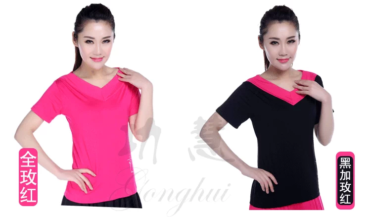 Nhảy vuông trang phục mùa xuân vuông trang phục khiêu vũ áo sơ mi trang phục khiêu vũ Latin người lớn mới thực hành quần áo nữ mùa hè sơ mi nữ