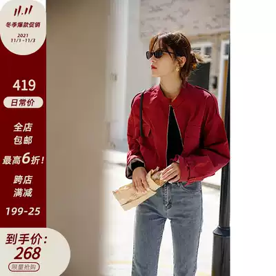 MICHELLY MO short version of the windbreaker coat Women's Small man high waist retro tooling temperament women's autumn