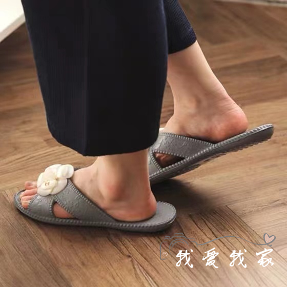 South Korea imported adult child small flower mountain tea bathroom ultralight comfortable slippers lightweight home bath slippers
