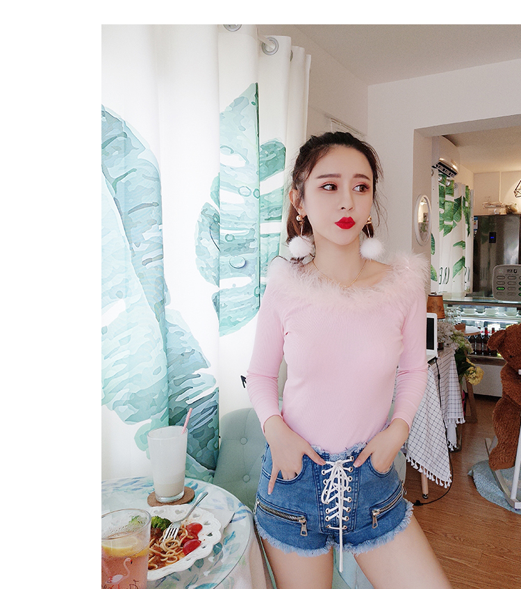 Làn sóng mới 2017 phiên bản Hàn Quốc mùa thu Slim dài tay cổ thấp màu rắn màu đen ngọt ngào phần mỏng áo len nữ áo khoác cardigan