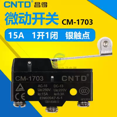 CNTD Changde wheel small stroke limit self-reset power micro switch CM-1703 press on open 10A