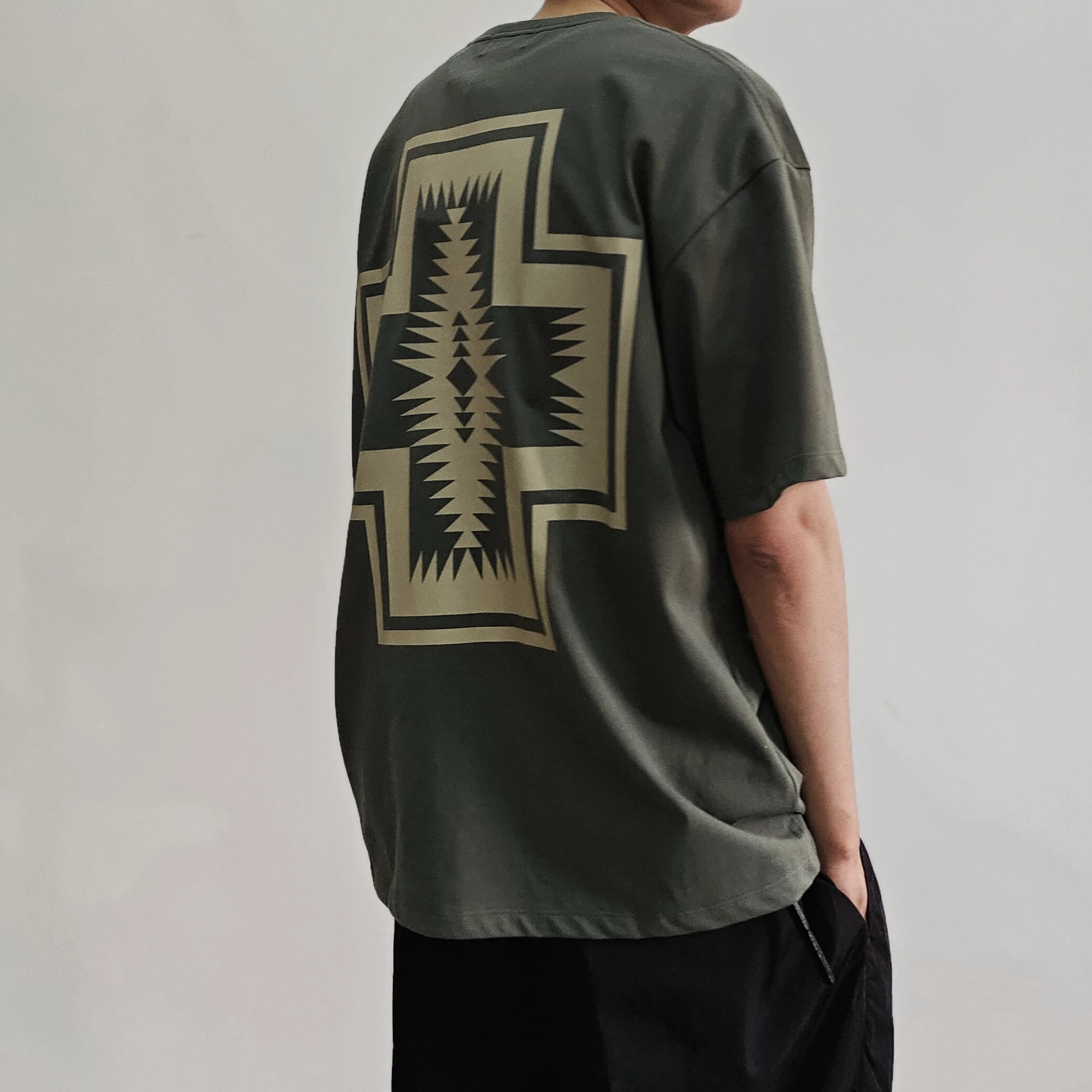 СВОЙСТВО SODA spot PENDLETON x B:MING by BEAMS FS совместная модель свободная футболка с короткими рукавами на шнуровке