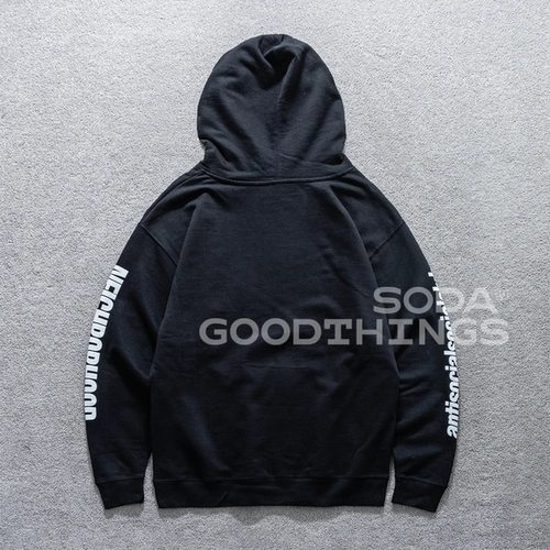 Пятно газировки NEIGHBORHOOD ASSC CE-HOODED Свободная толстовка с капюшоном с двойным ножом и принтом