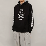 Пятно газировки NEIGHBORHOOD ASSC CE-HOODED Свободная толстовка с капюшоном с двойным ножом и принтом