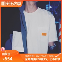 Soda spot MADNESS POCKET TEE Yu Wenle with wash POCKET orange standard casual short sleeve t-shirt