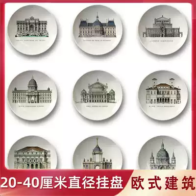 European classical architecture painting hanging plate illustration hanging plate combination plate wall decoration decorative plate wall hanging plate wall
