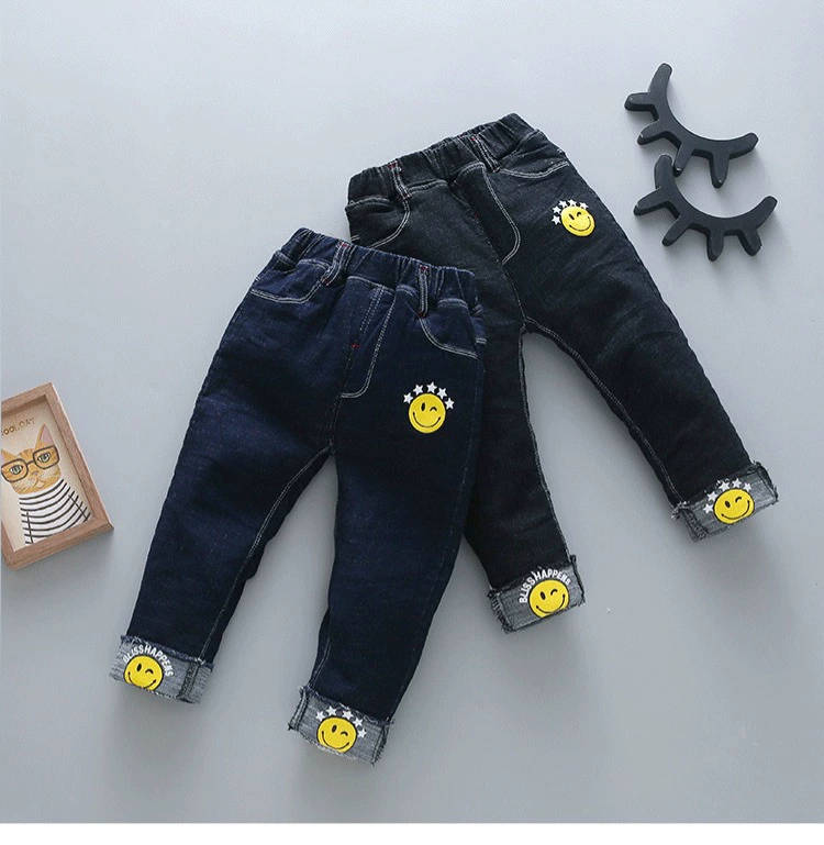 Quần bé trai cộng với nhung dày mùa đông 1-3 tuổi Quần jeans 5 trẻ em Quần áo ba lỗ ấm áp