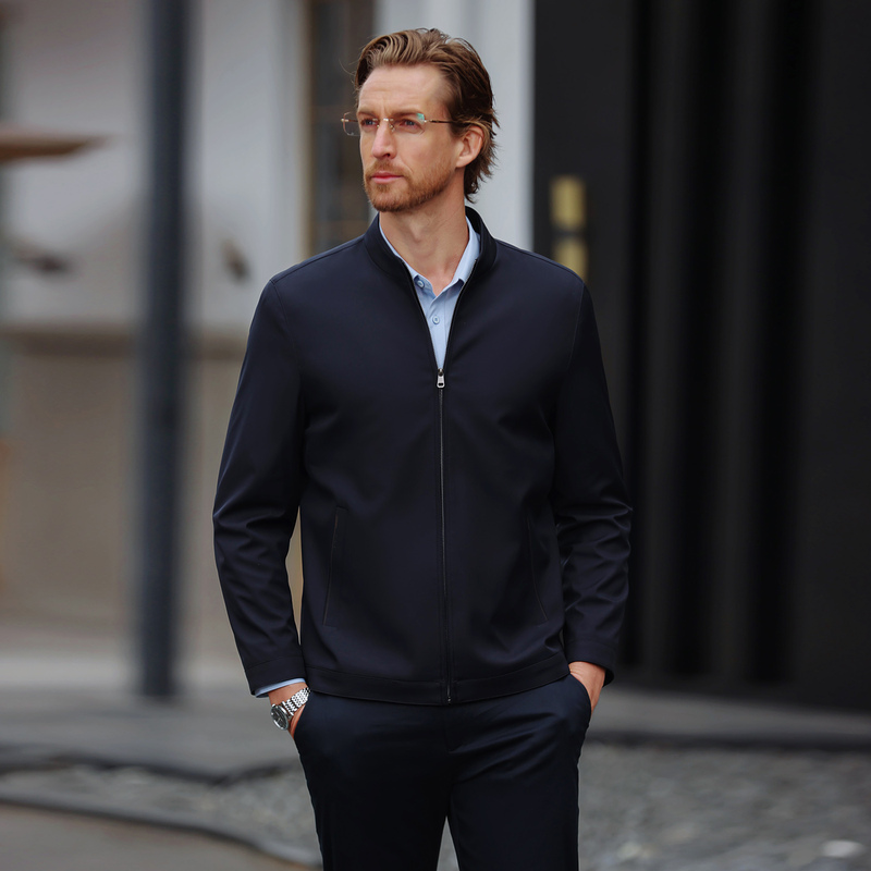 Trustworthyj Men's Business Jacket 2026 Spring and Autumn Style Stand Collar High-End Dad's Casual Executive Jacket