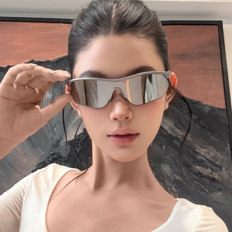 European and American Style One-Piece Outdoor Sports Cycling, Mountaineering and Running Sunglasses, Sun Protection, Women's Trendy Windproof Goggles, Sunglasses