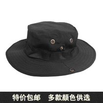 Black outdoor camouflage sunscreen sunshade fishing mountaineering flat top fisherman round side Penny hat men and women military fans summer
